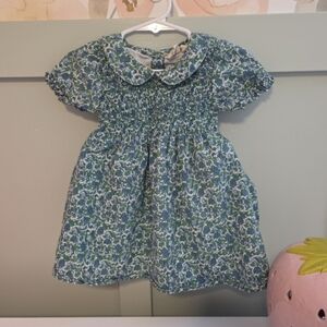 Beet World 18-24 Floral Green Blue Smocked Dress Sustainable Spring Easter
